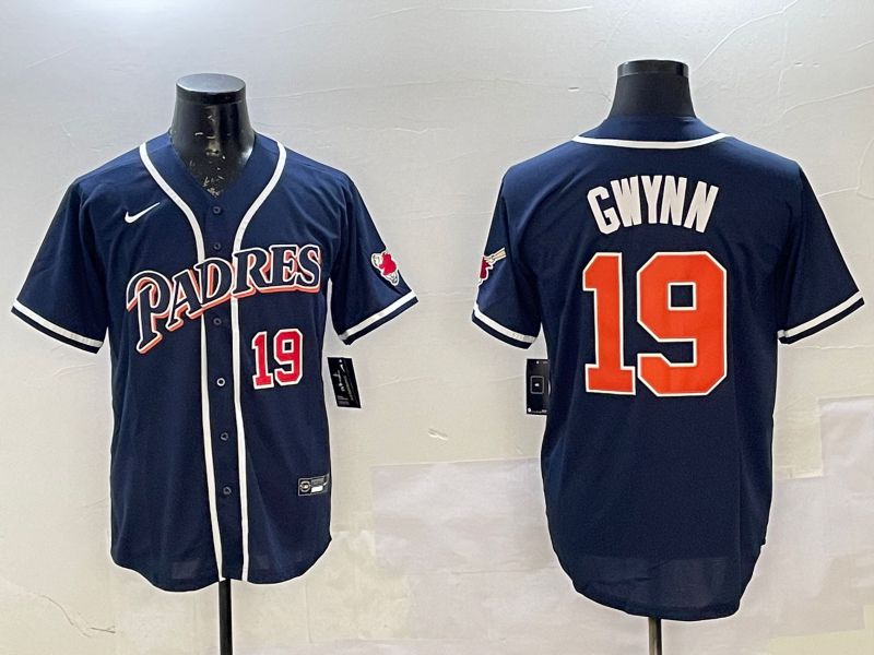Men San Diego Padres #19 Gwynn Blue Throwback Game 2025 Nike MLB Jersey style 3